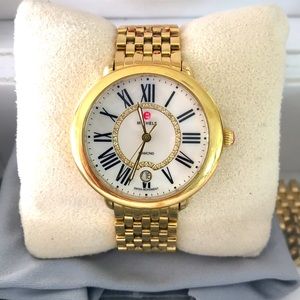 Michele Serein Mid 18k Gold Diamond Dial Watch